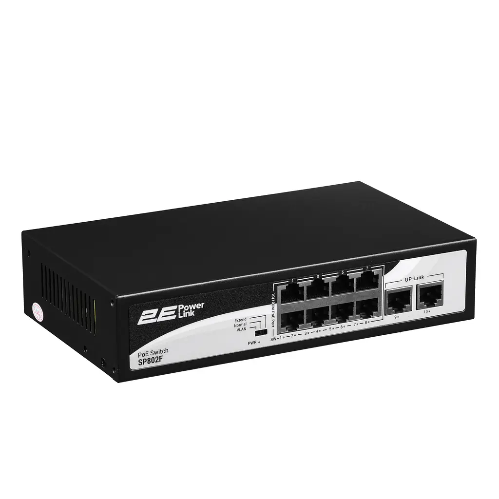 Коммутатор PowerLink SP802F 10xFE (8xPoE, 2xUplink), 96Вт, Неуправляемый 2E teh0018108 - фото 3