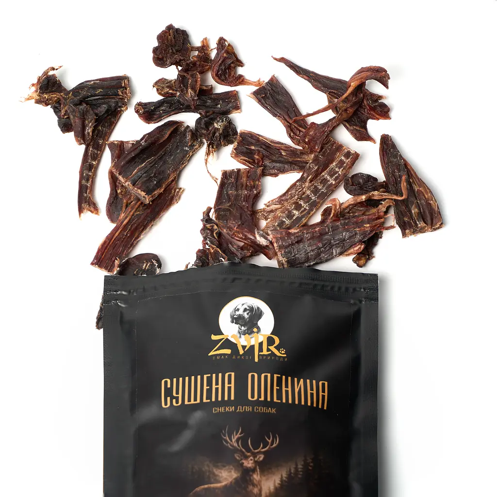 Ласощі з дичини для собак, Сушена оленина ZVIR, 80 г. - фото 3