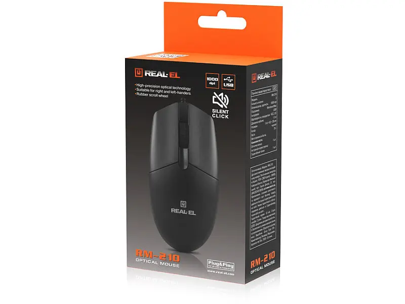 Миша REAL-EL RM-210 Black (EL123200036) - фото 10