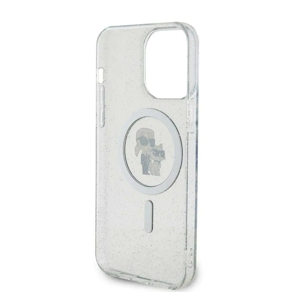 Чехол Karl Lagerfeld IML Glitter Karl and Choupette MagSafe для iPhOne 15 Pro Max Прозрачный (KLHMP15XHGKCNOT) - фото 5