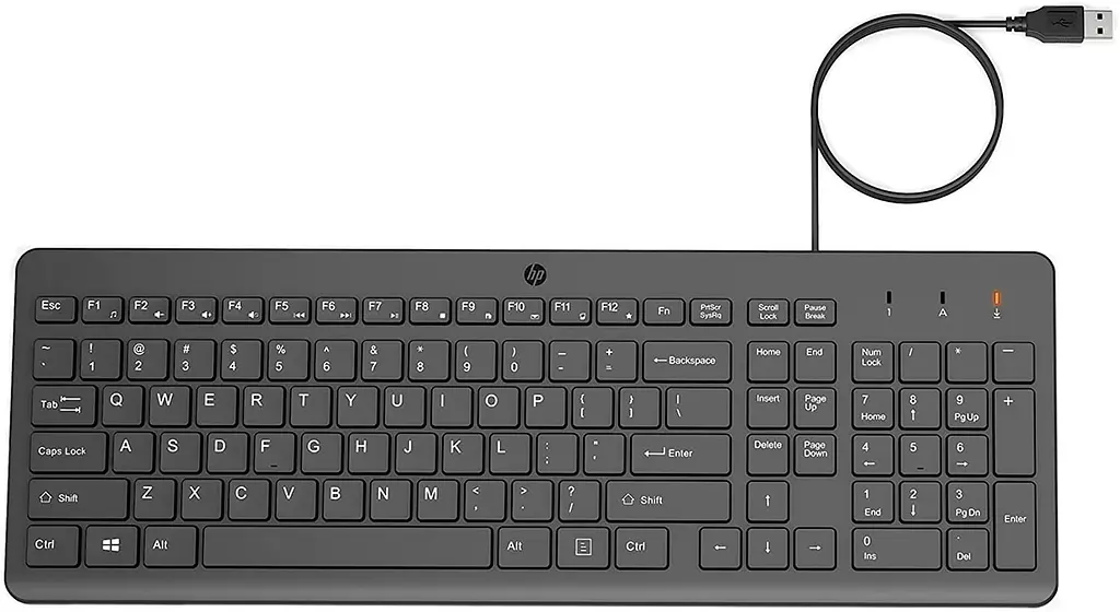 Клавіатура мембранна 150, 104key, USB-A, EN/RU, чорний HP teh0013844 - фото 9