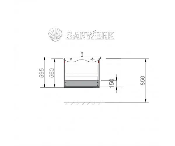 Тумба підвісна Sanwerk Алесса Air 60 Білий з Топ панеллю та умивальником Rapid 50x35 (MV0000899) Білий - фото 10