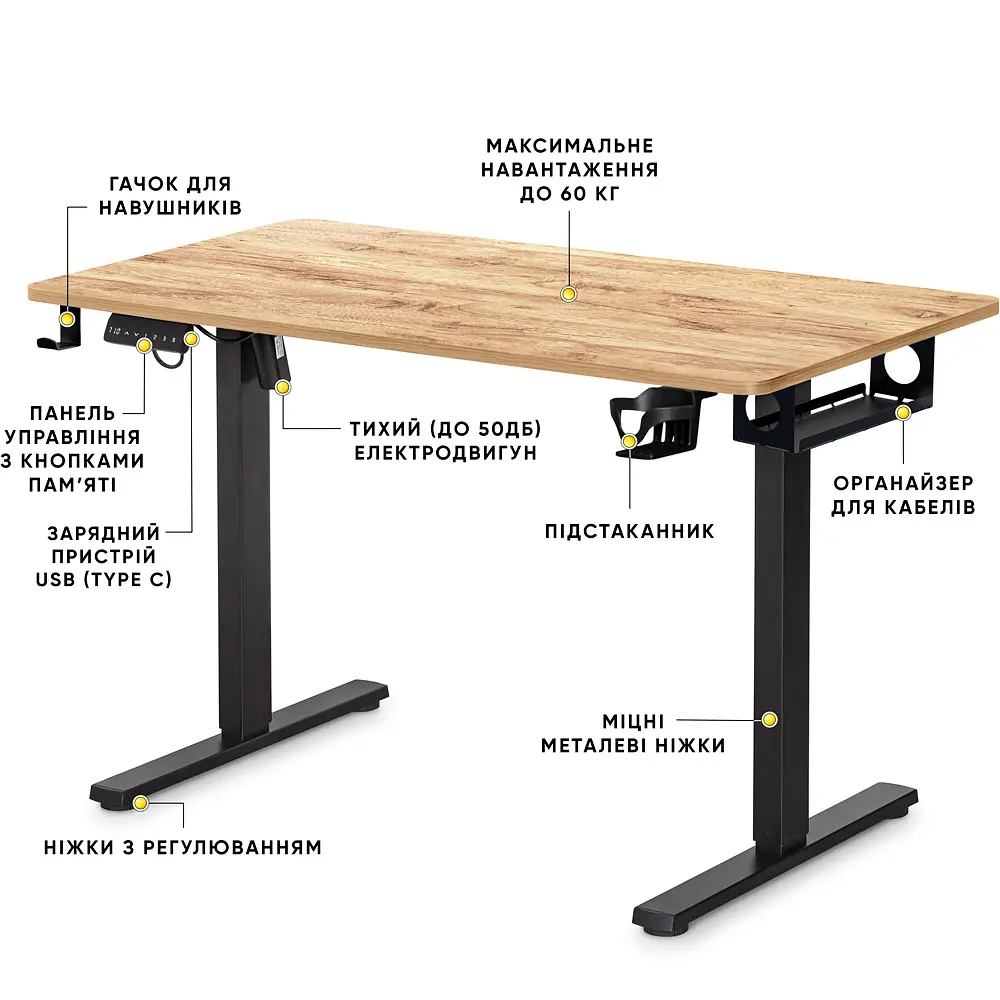 Стіл Mealux PowerDesk Lite Mahogany з електрорегулюванням висоти (арт. EVO-201 Lite Mahogany/B) - фото 2