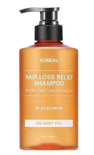 Шампунь пивний для об'єму тонкого волосся Kundal Beer Yeast Hair Loss Relief Shampoo Fig Mint Tea 500 мл