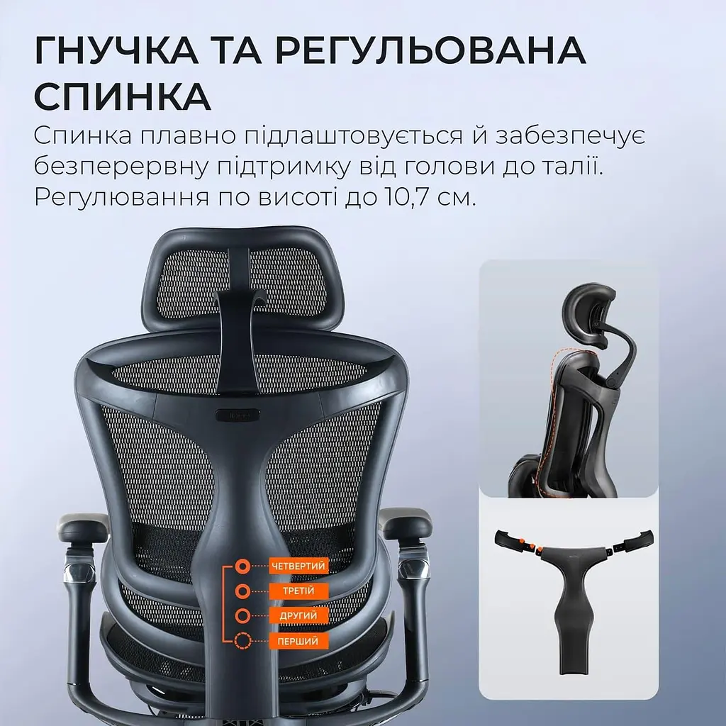 Офісне крісло Sihoo DORO C300 Pro Mesh Black with footrest (DORO-C300-PRO-M101-JT) - фото 14