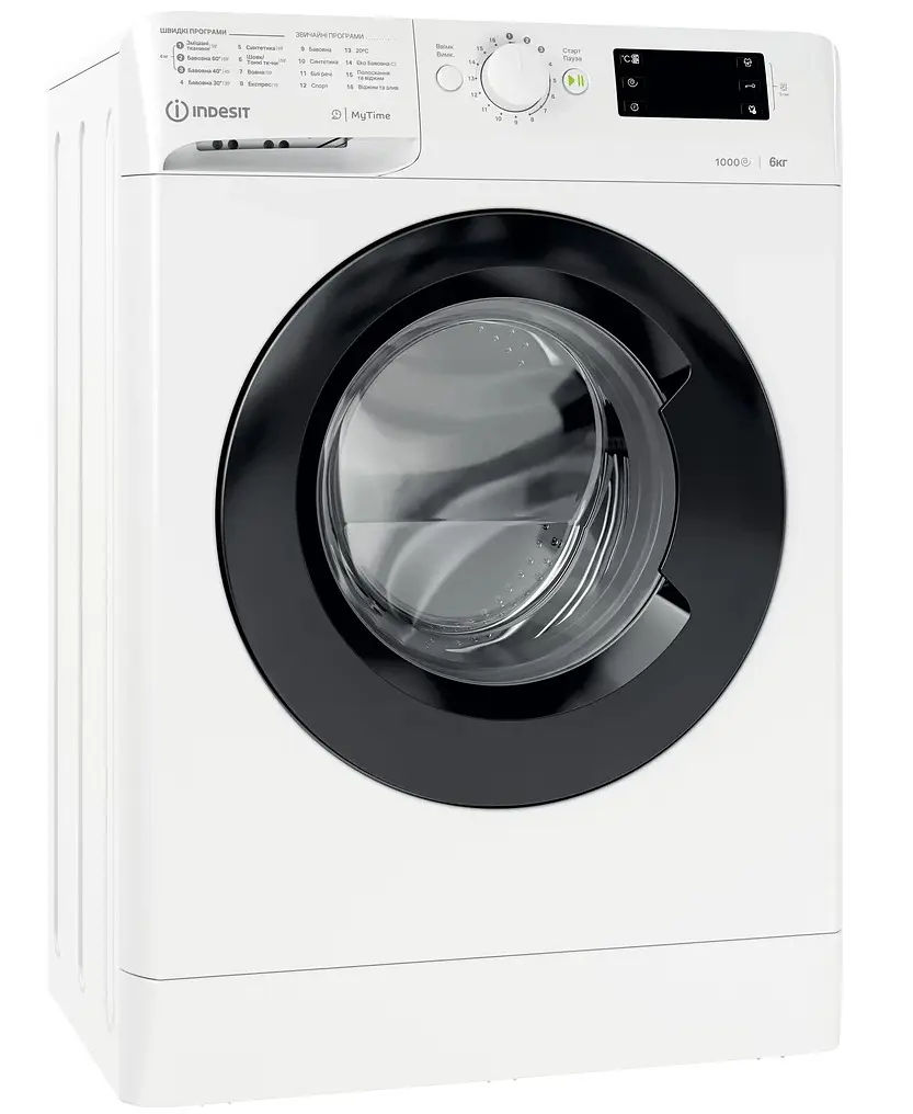 Пральна машина Indesit OMTWSE 61051 WK UA, White, 6кг, фронтальна, 16 програм, дисплей, 1000 об/хв, клас енергоспоживання A+++, 85x59.5x42.5 - фото 2