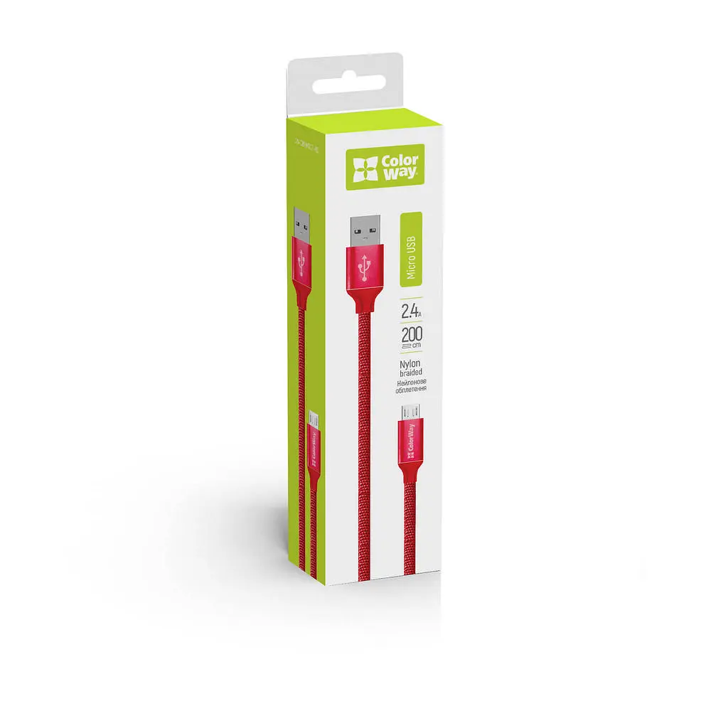 Кабель ColorWay USB-MicroUSB 2.4А 2 м Red - фото 4