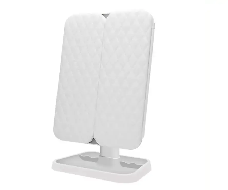 Косметическое зеркало Salon Professional с LED подсветкой, поворотом 90°, органайзером и удобным хранением белое - фото 3