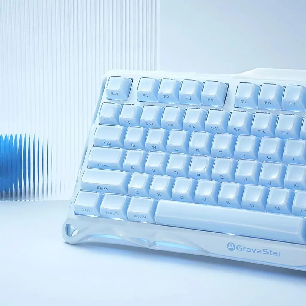 Клавіатура GravaStar Mercury K1 80 keys Kailh Cherry Pink EN BT/WL/USB Ice Blue (GSK1_BLU) - фото 8