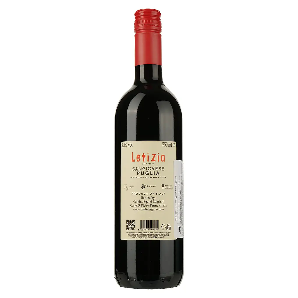 Вино Letizia Sangiovese IGT Puglia червоне напівсолодке 0.75 л - фото 2