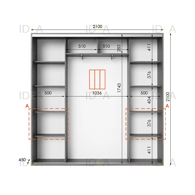 Шафа-купе Idea серія 7 210 x 45 x 210 см Венге темний - фото 2