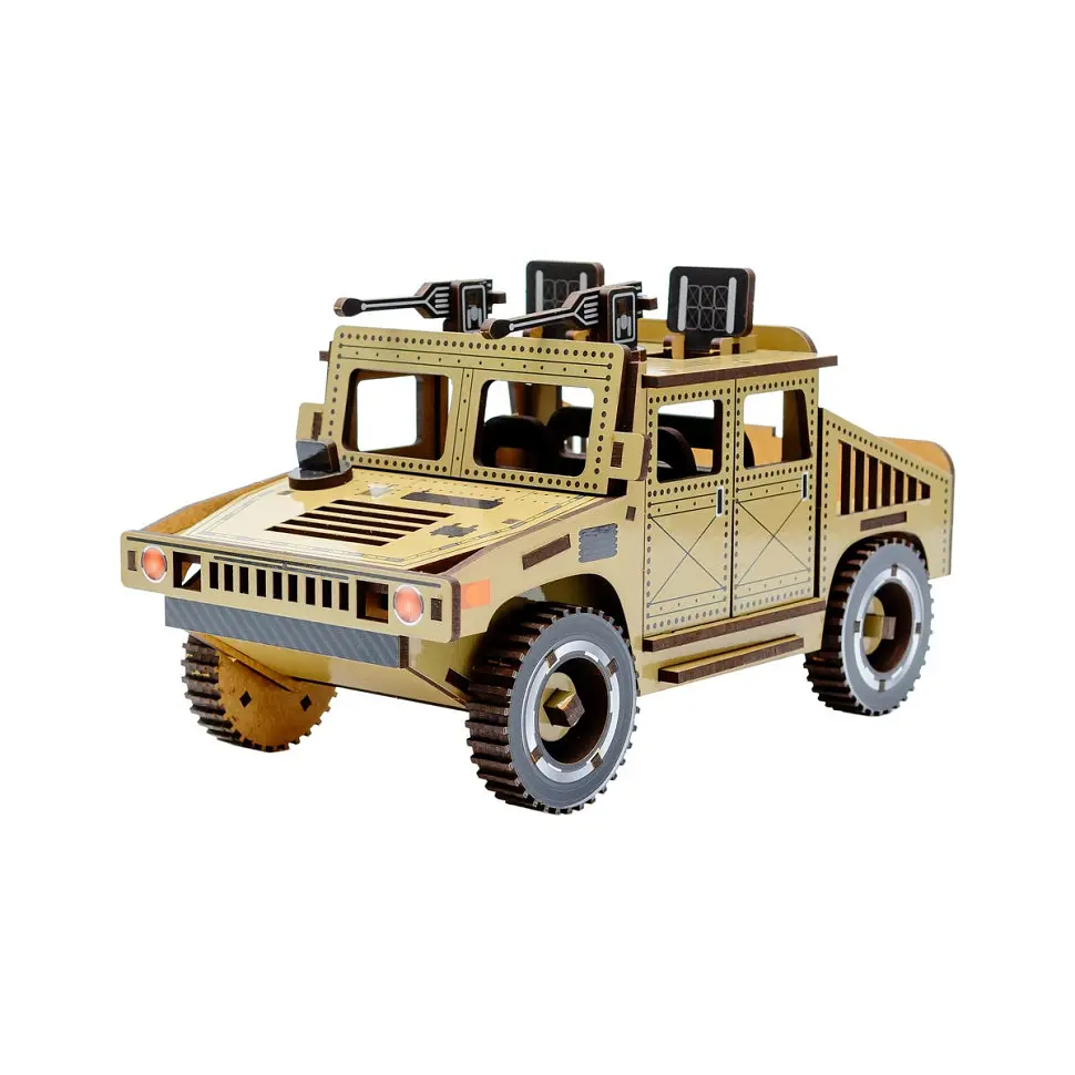 Дерев'яний 3D конструктор Humvee PuzzleOk Puz-00927 100 деталей  - фото 7