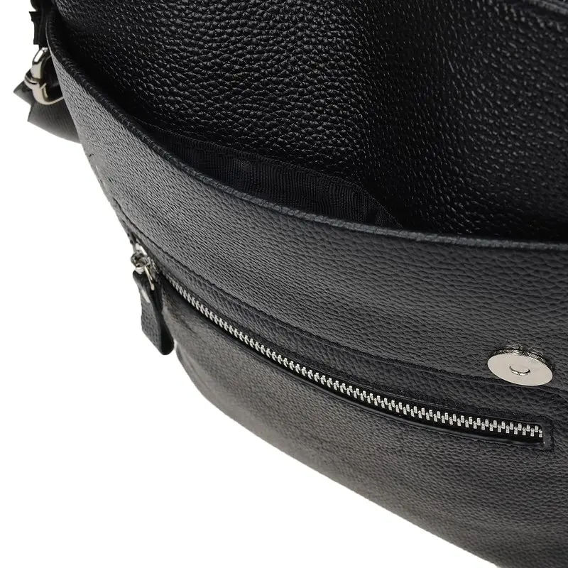 Чоловіча сумка Borsa Leather k10013-black 28х26х5 см Чорний - фото 5