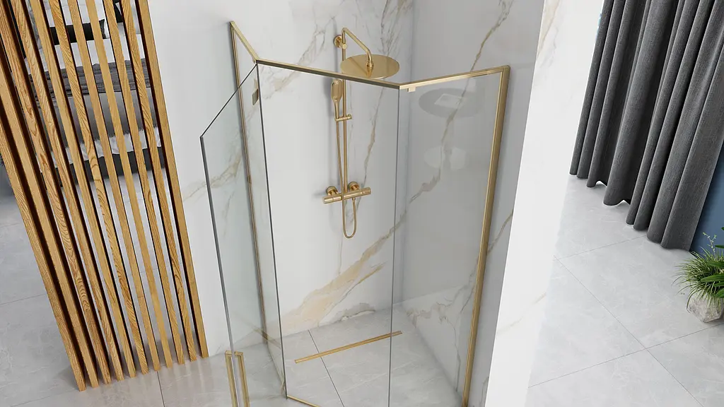 Душова кабіна Rea Diamond 90x90 gold REA-K4904, Золотий, Універсальна, прозорий - фото 2