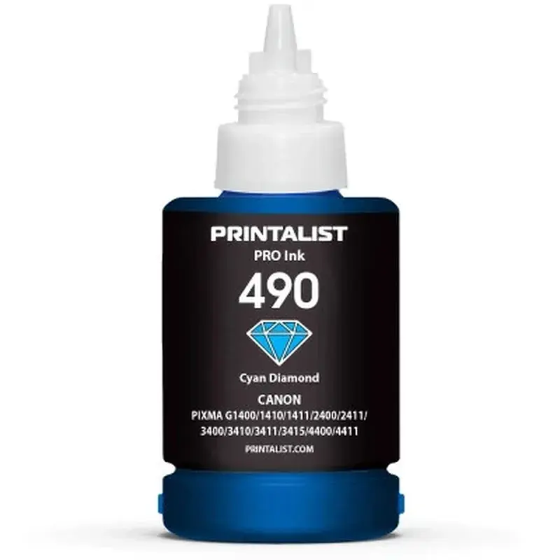 Чорнило Printalist Canon GI-490 для G1400/G2400/G3400 140г Cyan (PL490C) - фото 2