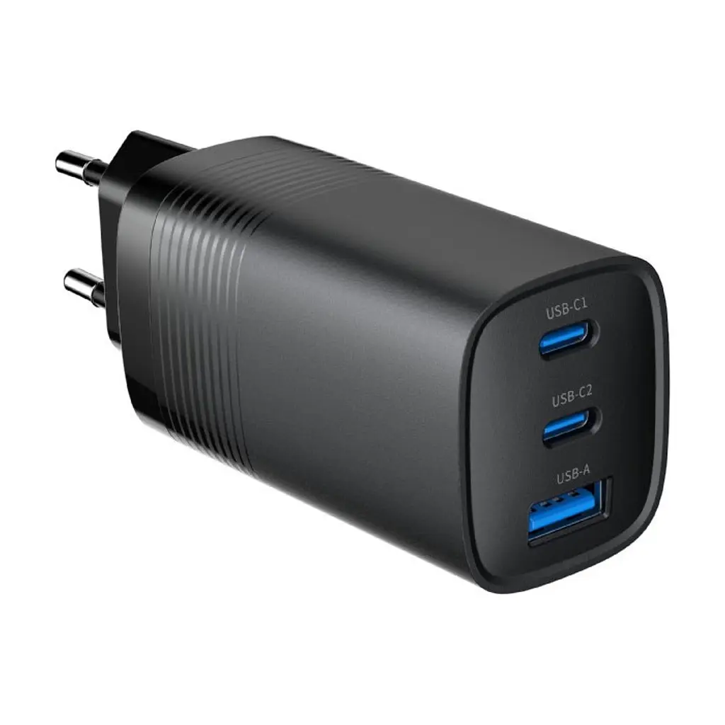 Зарядний пристрій Gembird USB-A + 2xType-C (PD18W + QC3.0 27W) black (TA-UC-PDQC65-01-BK) - фото 3