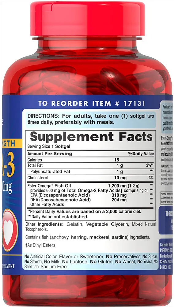 Омега-3 риб'ячий жир Puritan's Pride Omega-3 Fish Oil 1200/600 мг 90 капс - фото 2