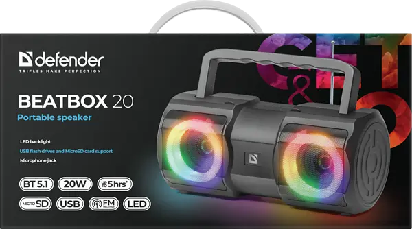 Портативна колонка Defender Beatbox 20 20Вт, Black (65420) - фото 9