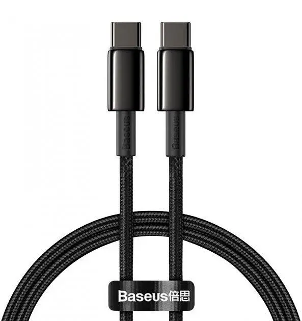 Кабель Baseus Tungsten Gold Cable Type-C to Type-C 100W 2m CATWJ-A01 Black - фото 2