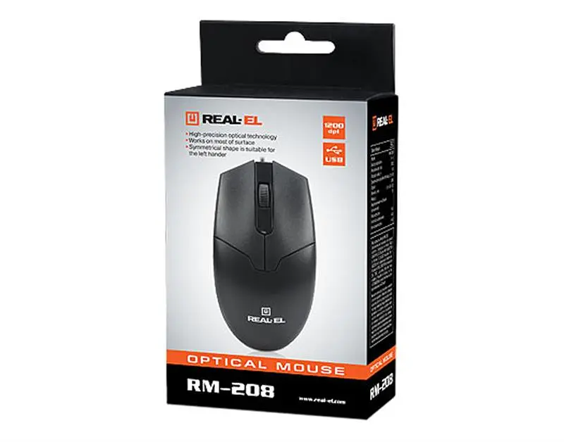 Миша REAL-EL RM-208 Black USB - фото 2