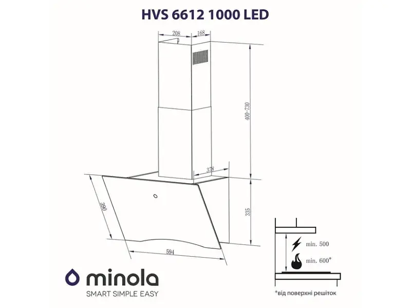 Витяжка Minola HVS 6612 BL 1000 LED - фото 6