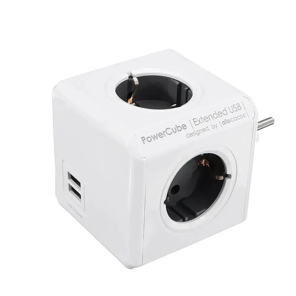 Розгалужувач 4 розетки з юсб портом Power Cube USB "трійник" у розетку електричний із заземленням - фото 2