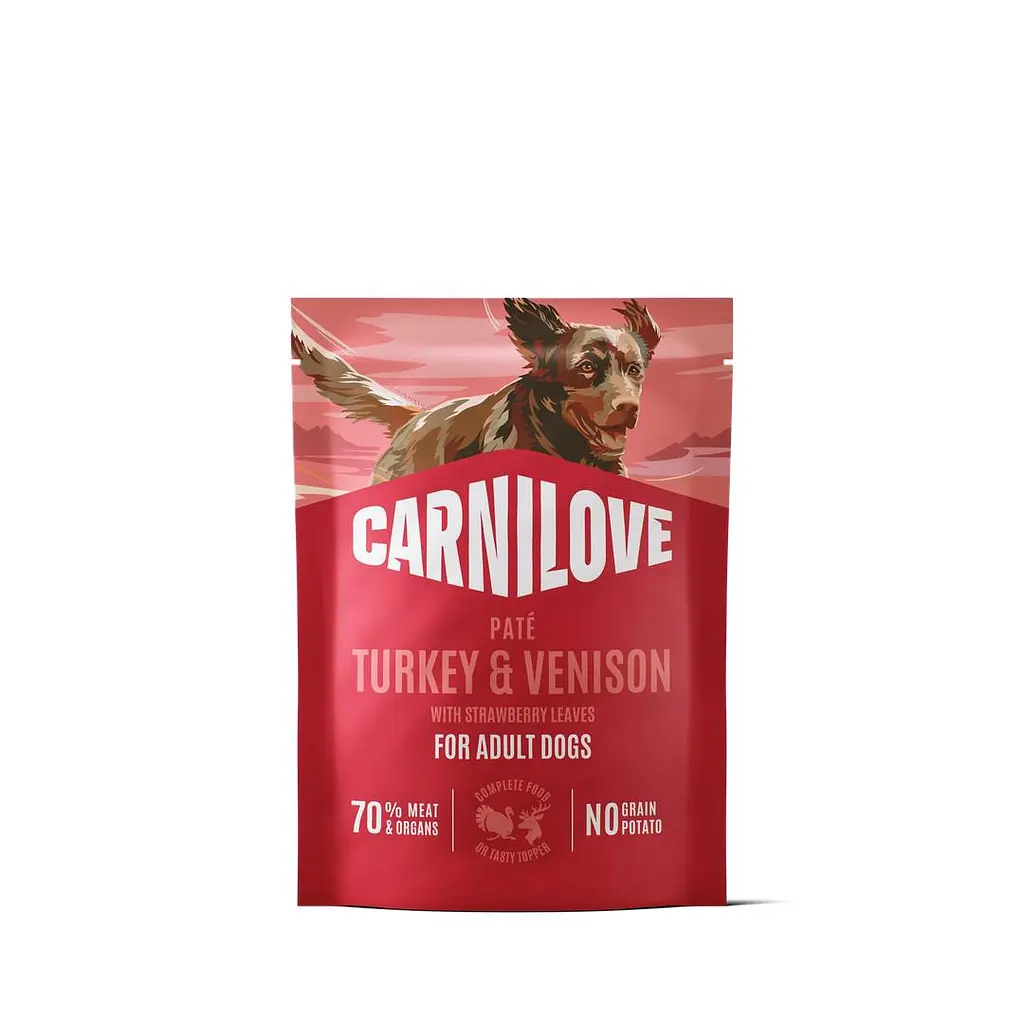 Вологий корм для собак Carnilove Turkey & Venison with Stawberry Leaves паштет індичка та оленина з листям полуниці 300 г