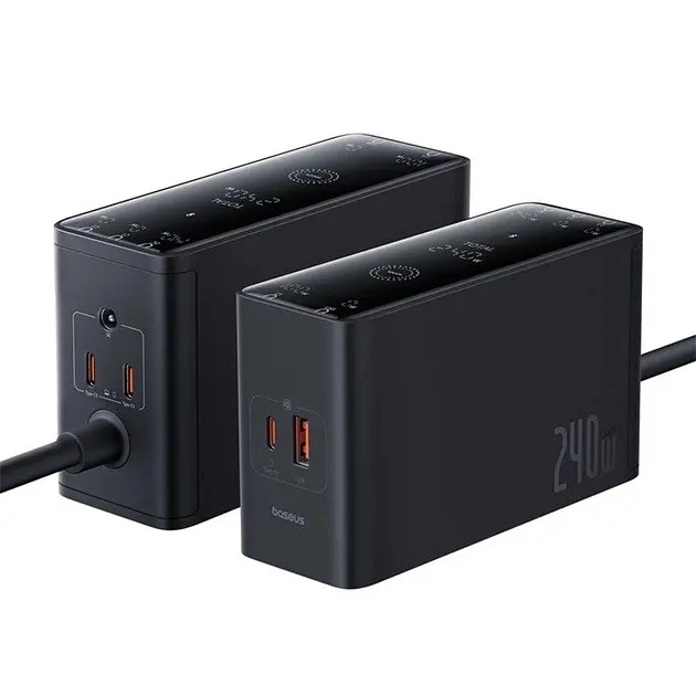 Зарядний пристрій Baseus Digital Fast GaN Charger 240W 3C+U+DC (P10163901113-00) розумний з APP - фото 7