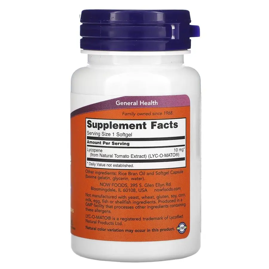 Натуральная добавка NOW Lycopene 10 mg, 60 капсул - фото 2