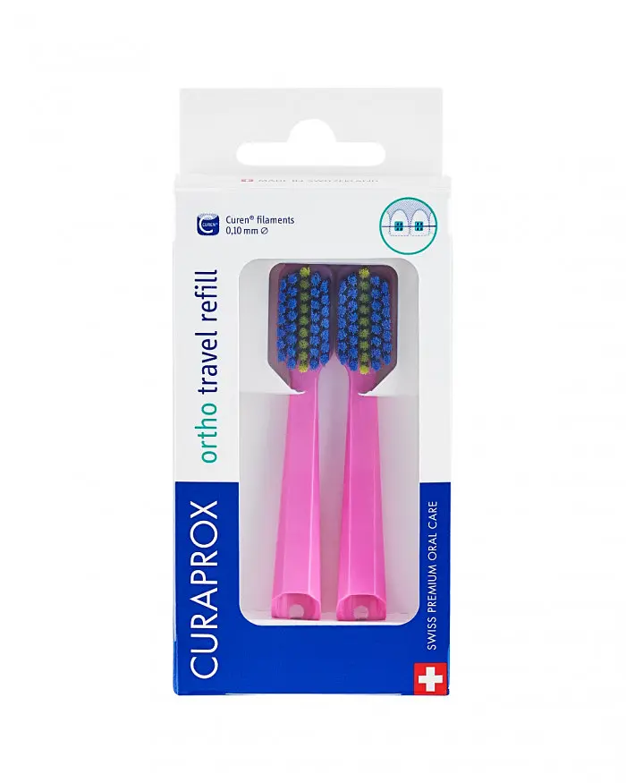 Сменные насадки к дорожному набору для брекетов Curaprox Ortho Travel Refill розовые 2 шт. - фото 2