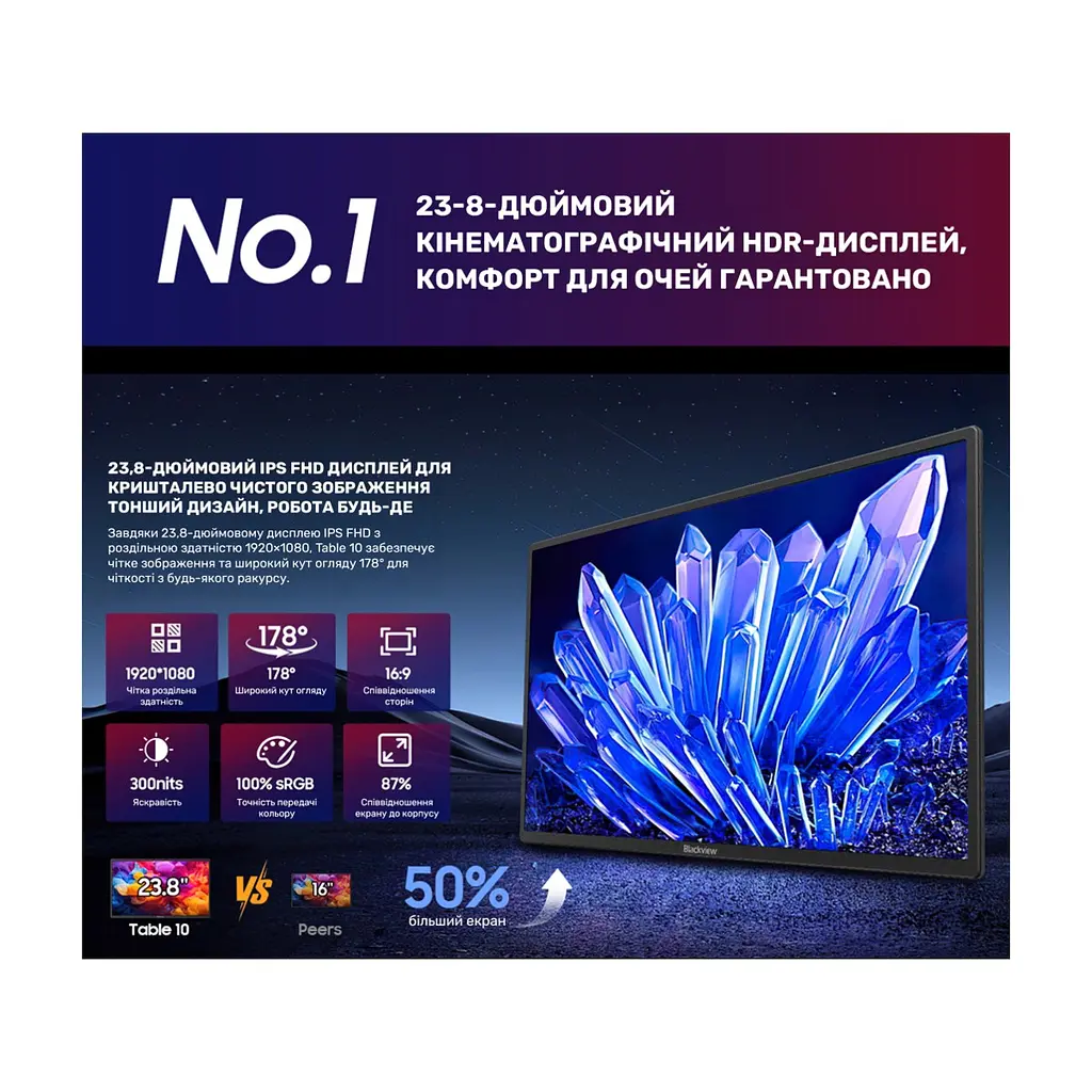 Монітор Blackview Table 10 LCD Monitor IPS FHD 23.8inch (BVTABLE10) - фото 6