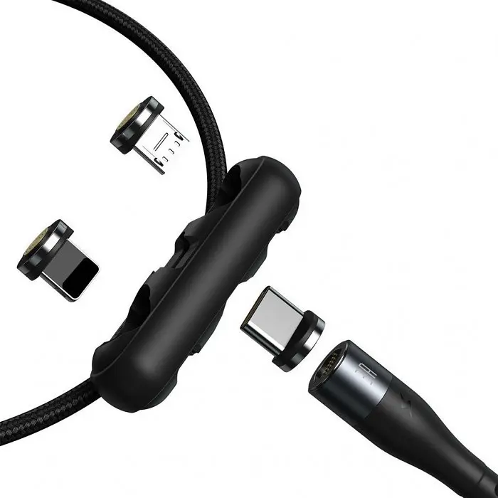 Кабель Baseus Zinc Magnetic Safe Fast Charging Cable USB to Type-C/Lightning/MicroUSB 3A 1m CA1T3-AG1 Black-Grey - фото 3
