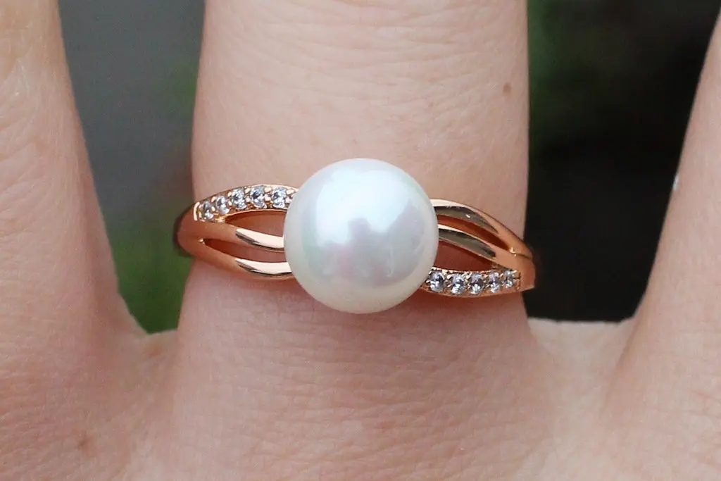 Кільце Xuping Jewelry з перлами 7 мм р 21 золотисте - фото 2
