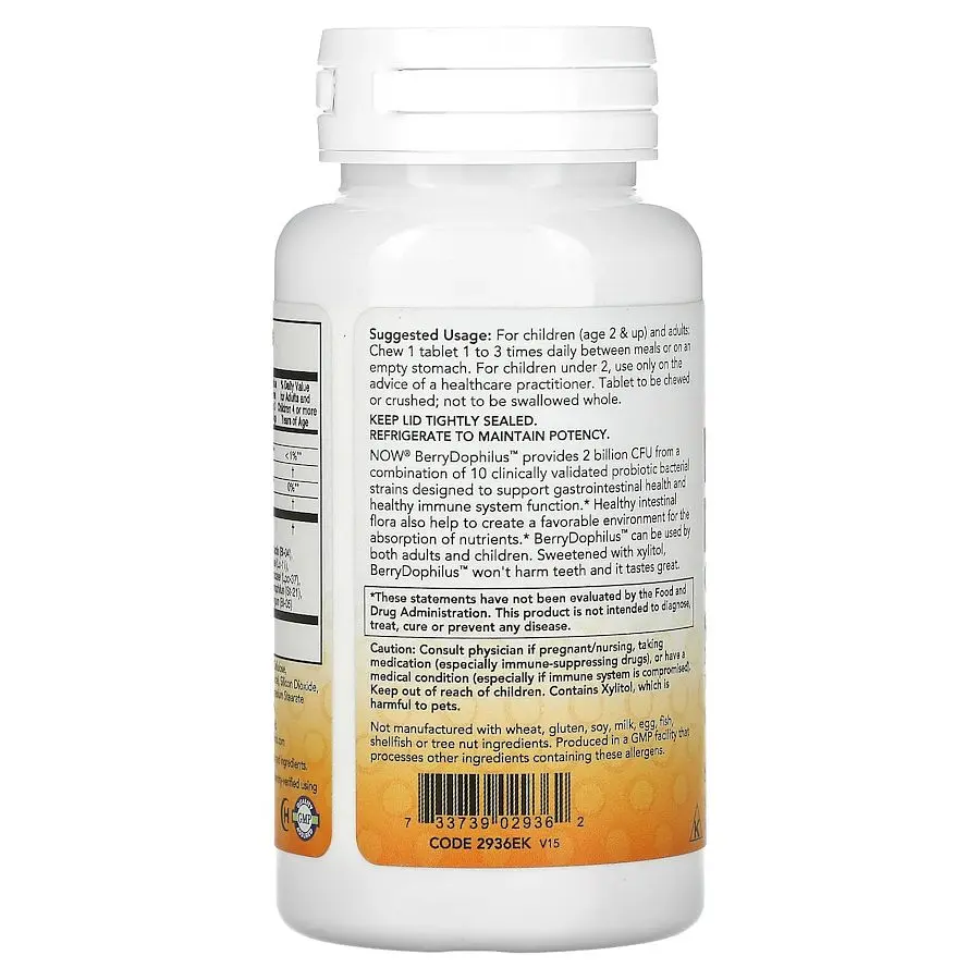 Дитячі пробіотики NOW Kids BerryDophilus 2 Billion Chewables, 60 жувальних таблеток - Ягоди - фото 3