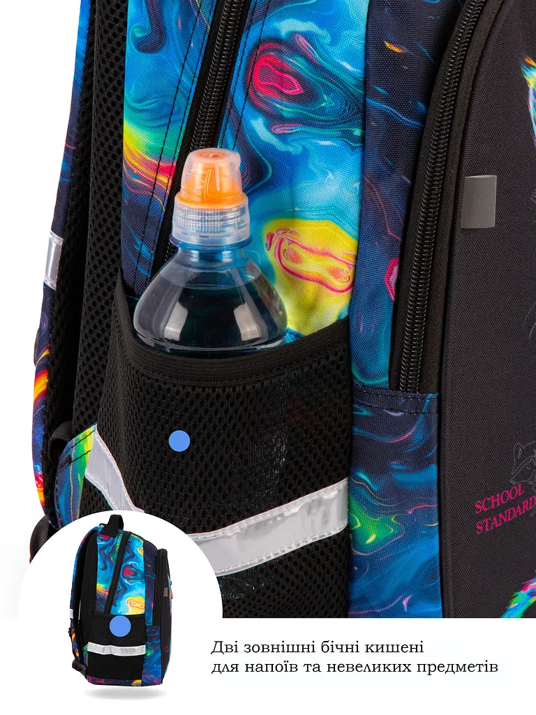 Ортопедичний рюкзак 3 в 1 з пеналом та мішком для дівчинки School Standard 375 гр 17 літрів Цвітний - фото 10