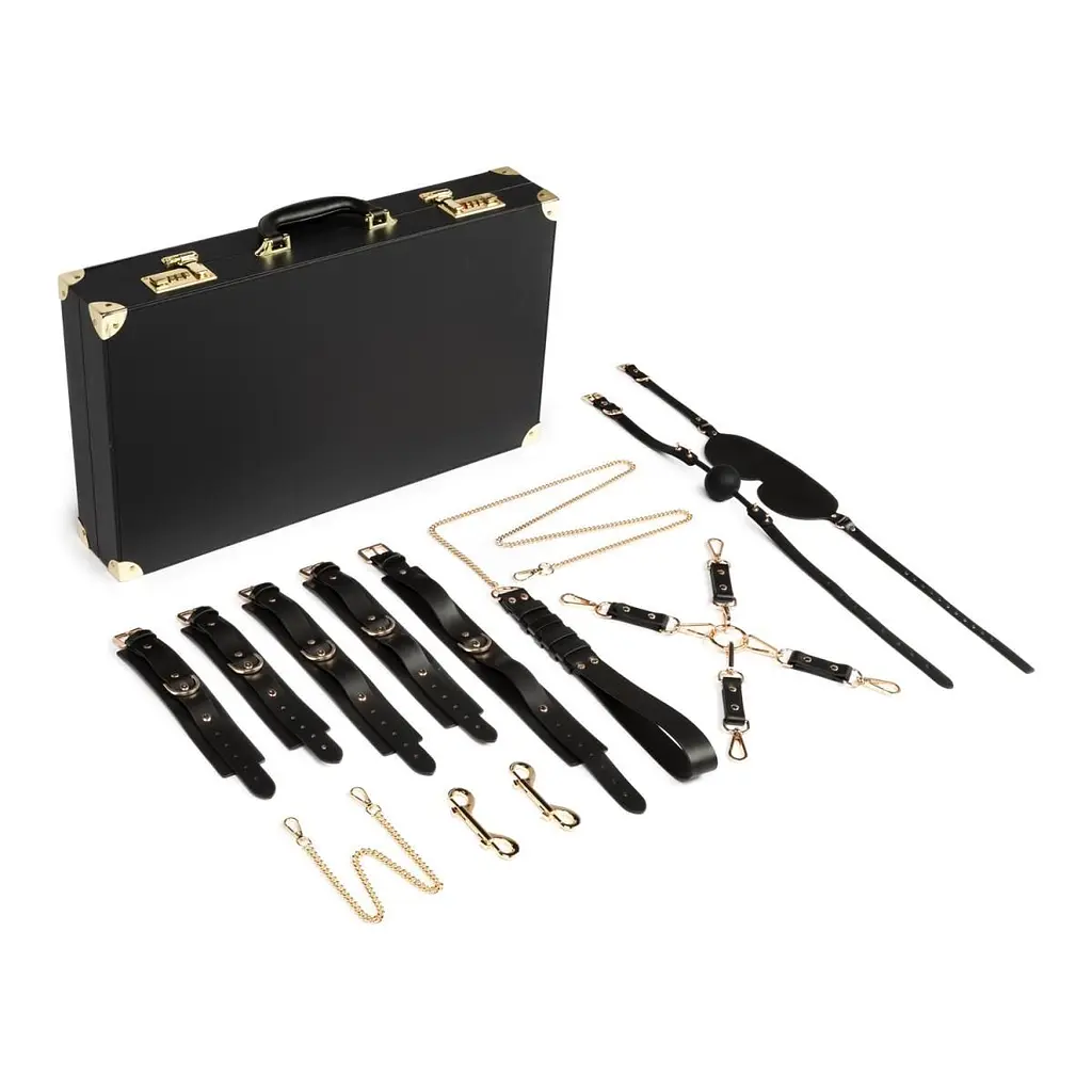 Набір для BDSM Bedroom Fantasies: Bondage Suitcase 13 Pcs - Cow Leather - фото 2