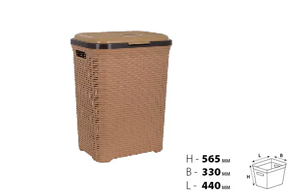 Кошик для білизни Violet House 0726 Роттанг Caramel, 55 л, коричневий (0726 Роттанг CAR с/к 55 л) - фото 3
