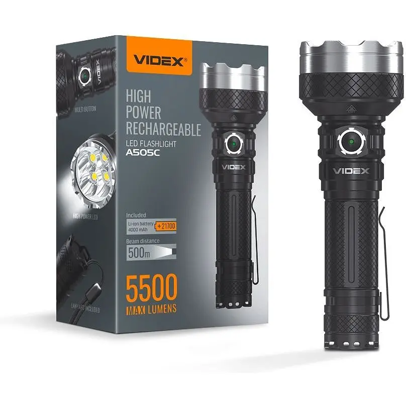 Портативный светодиодный фонарик Videx VLF-A505C 5500 Lm 5000 K (VLF-A505C) - фото 2
