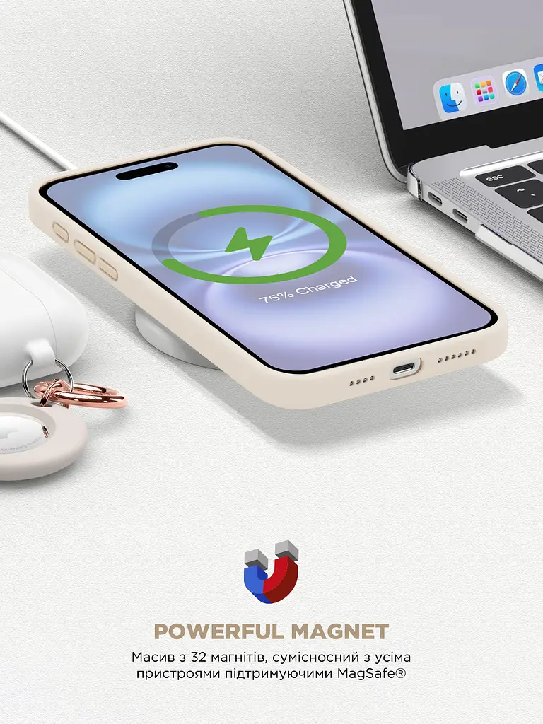 Силиконовый чехол с MagSafe для Apple iPhone 16 Plus, ICON2 MagCase, бежевый, противоударный, панель с мягкой подкладкой, защита всего корпуса, поддержка беспроводной зарядки, совместим с защитными стеклами и пленками, ArmorStandart (ARM80185) - фото 9