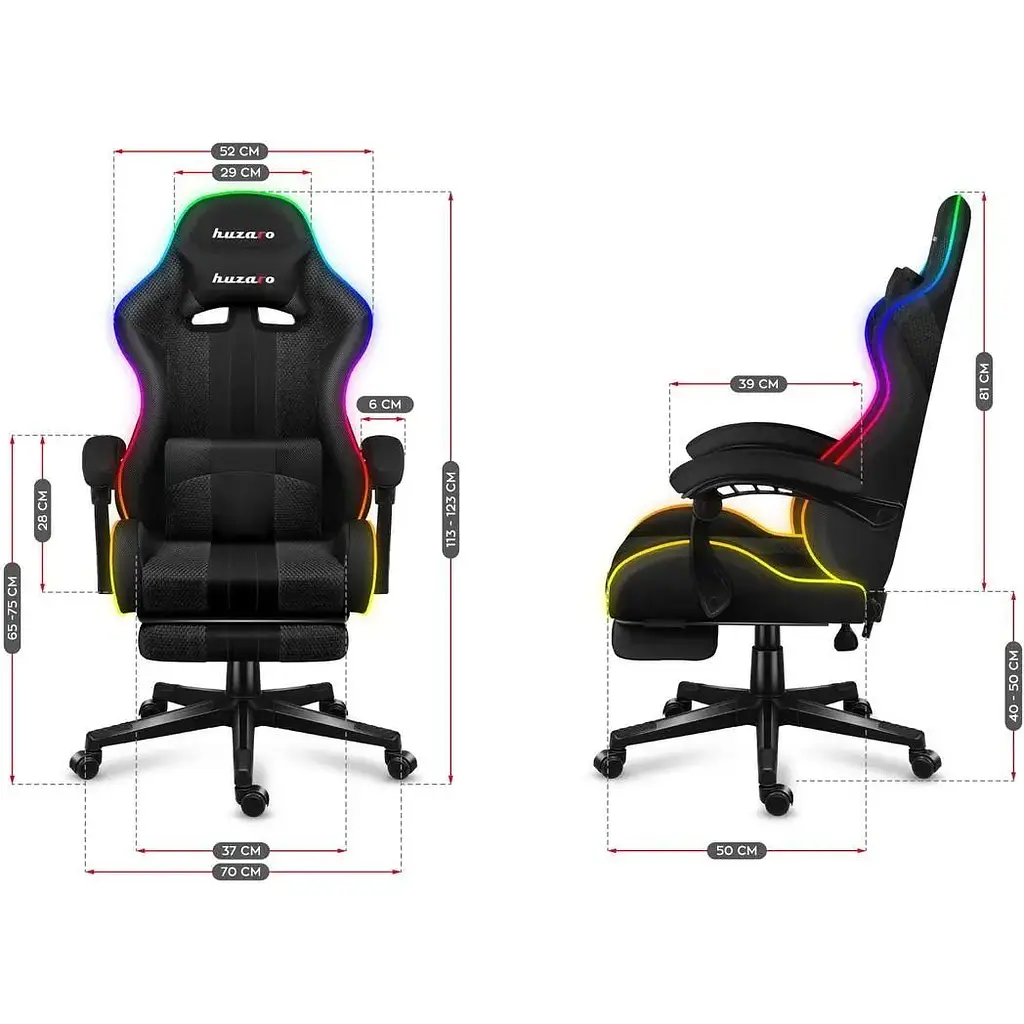 Кресло Huzaro Force 4.7 Black RGB ткань - фото 7