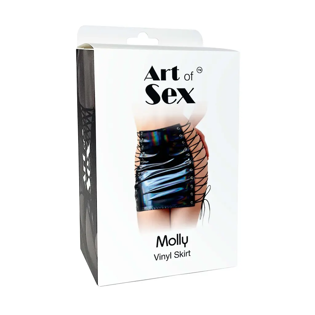 Спідниця на шнурівці Art of Sex - Molly, колір чорний з ефектом мокрого оксамиту, L-2XL - фото 3