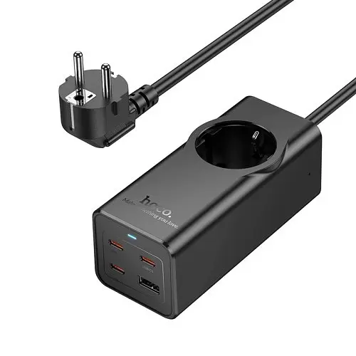 Сітковий підовжувач HOCO NS9 Wisdom 1-position(PD67W/3C1A) desktop socket(EU/GER) Чорний 6942007638494 - фото 8