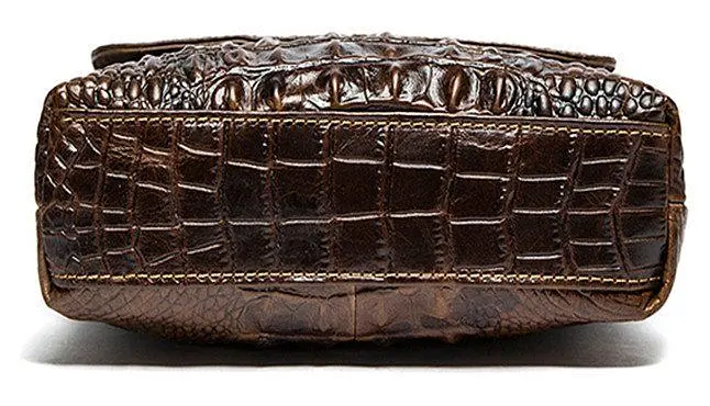 Сумка чоловіча з тисненням під крокодила 14698 Vintage коричнева - фото 8
