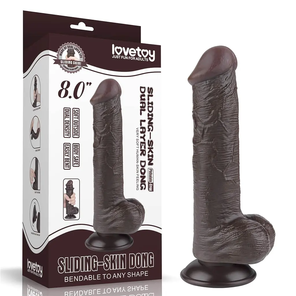 Фаллоимитатор Lovetoy Sliding-Skin Dual Layer Dong 8apos;apos; 20.8 см (черный) - фото 3