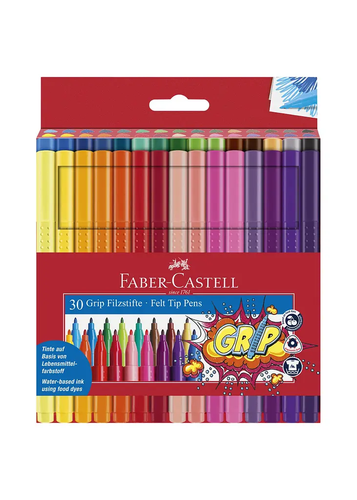 Фломастери 30 кол. FABER CASTELL Grip тригранні (155335)