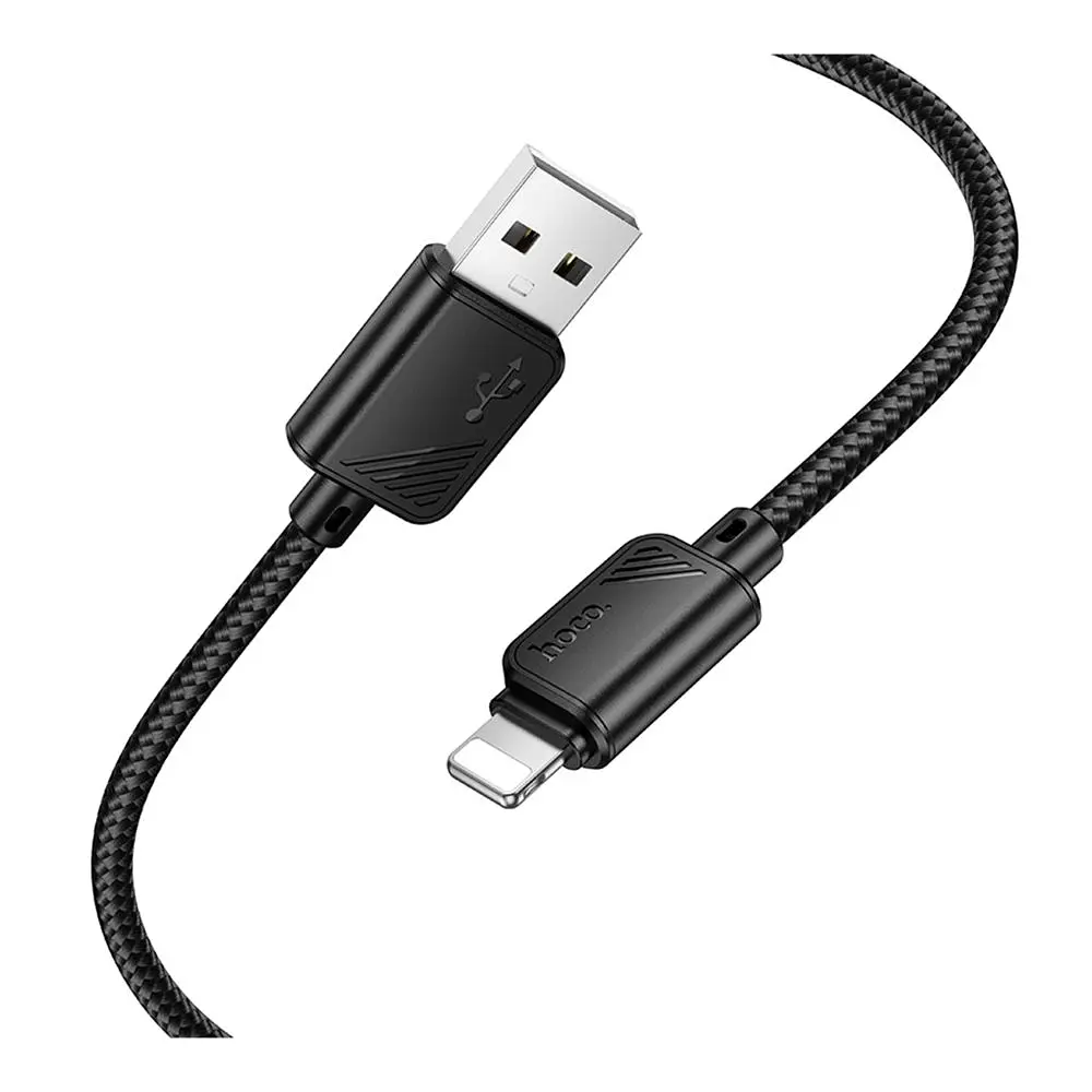 Кабель синхронізації Hoco X113 Nylon braided 2.4A USB-A to Lightning 1m Black (36776_3609177) - фото 3