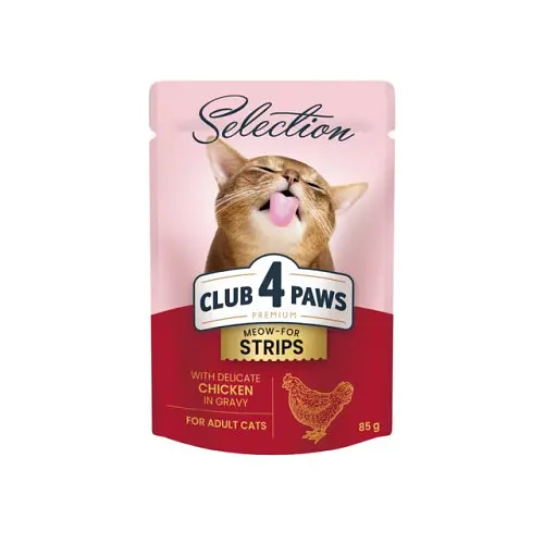 Вологий корм для котів Club 4 Paws Selection смужки з куркою у соусі 85 г x 12 B5631801 - фото 2