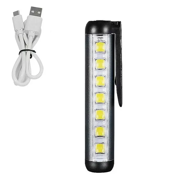 Ручний акумуляторний ліхтар з боковою LED панеллю та магнітом 4 режими свічення UKC ZJ-1159 сріблястий - фото 3
