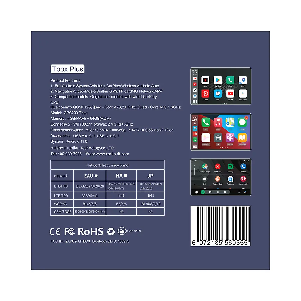 Адаптер 3в1 CarlinKit TBox Plus 4/64Gb 4G/LTE GPS Android 13 для бездротового Apple CarPlay або Android Auto - фото 12