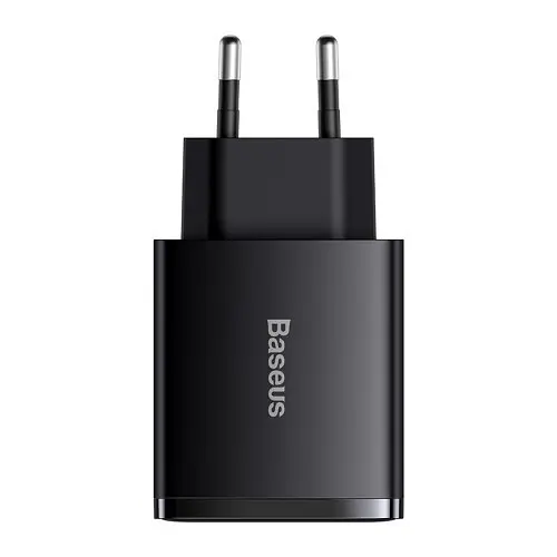 Сітчасте зарядне пристрій Baseus Compact Quick Charger 2U+C 30W EU чорний CCXJ-E01